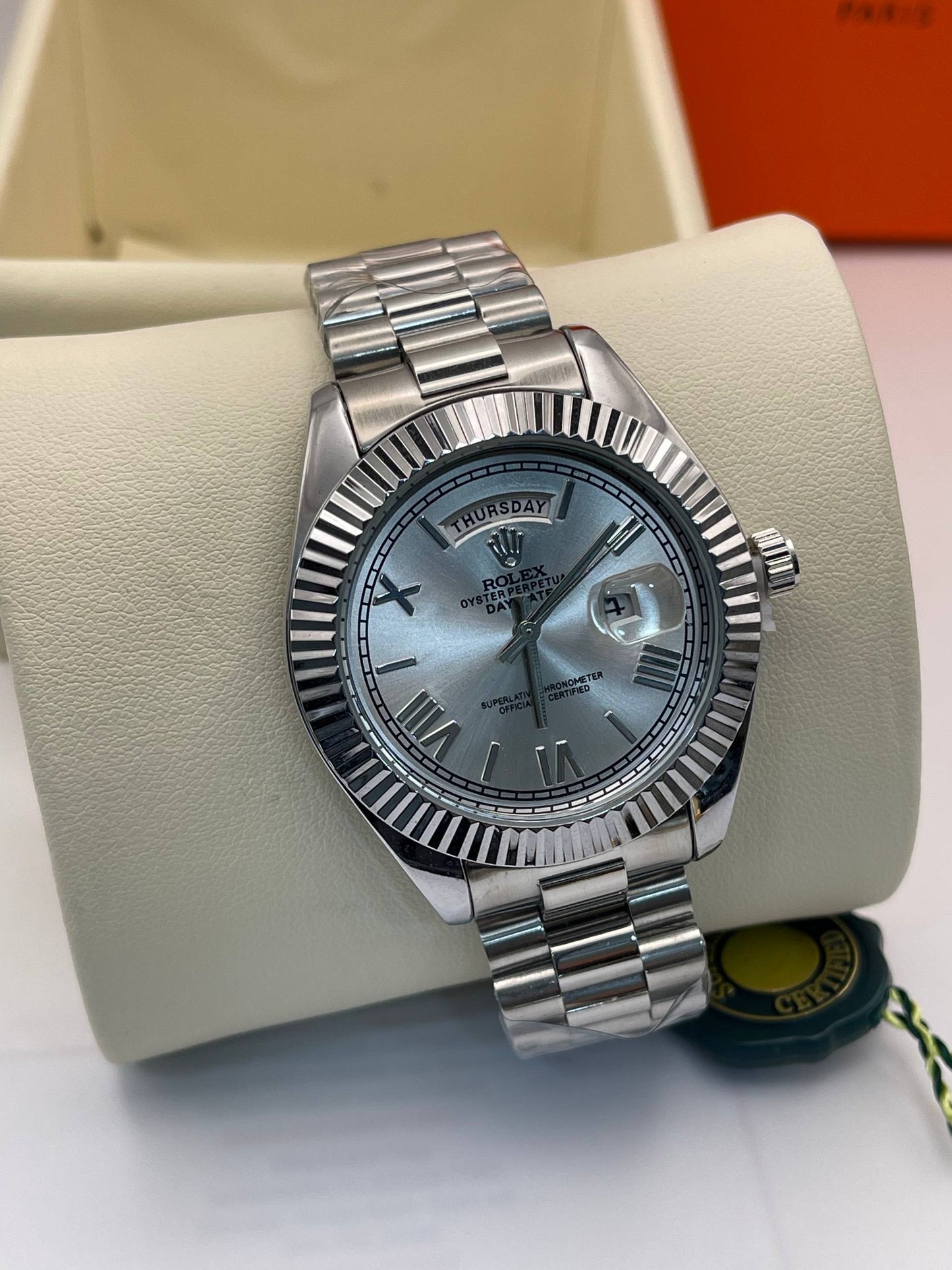 ROLEX DAY DATE SILVER TABLEAU AZUR